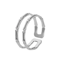 Minimalist double-layer bamboo joint adjustable titanium steel ring in silver finish - Adjustable / Steel