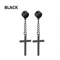 Orecchini a croce in acciaio inossidabile nero opaco in stile punk per uomo e donna - Catena Croce Magnetica (Stile L) / Nero