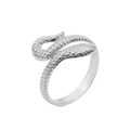 Adjustable snake ring in silver finish with detailed scale texture and wrap-around design - US 7 / Steel