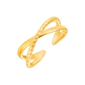 Adjustable golden stainless steel ring with double-layered twist and smooth X-shaped design - Gold