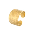Adjustable wide open ring in matte gold finish with unique vertical hammer texture - US 7 / Vertical Hammered Texture (5492152175489) / Gold