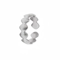 Silver shell-shaped adjustable stainless steel open ring with shell textured design - Adjustable / Steel