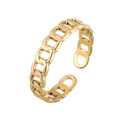 Minimalist gold curb link chain open ring with adjustable stainless steel band for women - Gold