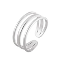 Minimalist triple-layer silver open ring with adjustable bands in stainless steel - Triple Layer Hollow Style / Steel