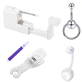 5-delige navelpiercing set met roestvrijstalen ring en wegwerp piercing gereedschap - Gemengde Set (Zilveren Ring)
