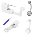 5-delige navelpiercing set met wegwerppistool en roestvrijstalen buikringen - Gemengde Set-1 (Zirkonia)