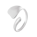 Minimalist silver-toned titanium steel adjustable open ring with geometric design - Streamlined Rounded Style / Steel