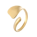 Minimalist gold adjustable titanium steel ring with an asymmetric leaf-style wrap design - Irregular Leaf Style / Gold