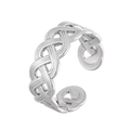 Minimalist woven texture stainless steel open ring in silver with adjustable band design - Steel