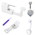 Kit piercing ombelico 5 pezzi con perforatore monouso e anello zircone a cuore - Set Misto-1 (Zirconia Cuore)