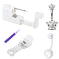 Set piercing ombelico da 5 pezzi con anello stella in acciaio inox e kit monouso - Set Misto-2 (Perno Stella)