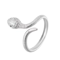 Adjustable silver titanium steel snake ring with detailed scale texture for men and women - Snake Shape Open Ring / Steel
