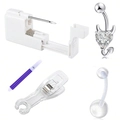 Kit piercing ombelico 5 pezzi con anello a cuore in acciaio inox e accessori - Set Misto-3 (Cuore Diavolo)