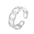 Adjustable silver twisted Cuban link chain ring with a polished minimalist aesthetic - Steel