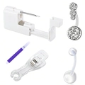 Kit piercing ombelico 5 pezzi con pistola, pennarello, pinza e anelli in acciaio inox - Set Misto-4 (Doppia Gemma)