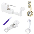 Set piercing ombelico 5 pezzi con anello in oro zirconia e strumenti monouso - Set Misto-5 (Tripla Gemma Oro)