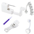 Set piercing ombelico da 5 pezzi con pistola, pennarello e anelli in zircone e acciaio - Set Misto-6 (Cinque Gemme Argento)