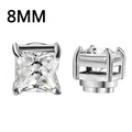 8mm silver-tone magnetic stud earrings featuring princess cut clear cubic zirconia - 8mm / Square Silver Clear (E-8mm)