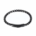 Bracelet pour hommes en acier inoxydable noir poli avec fermoir large robuste - 23CM / Noir