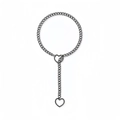 Gunmetal Y-shaped curb chain necklace with dual hollow heart pendants in punk style - Heart Style / Black Heart