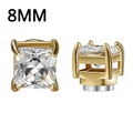 8mm square clear zircon magnetic earrings with golden finish and four-prong setting - 8mm / Square Gold Clear (H-8mm)