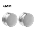 Pair of 6mm silver magnetic stud earrings with flat round zircon in stainless steel - 6mm / Silver Smooth Disc (N-6mm)