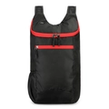 Zaino pieghevole impermeabile in nylon nero con cerniere rosse a contrasto per outdoor - Nero con Rosso