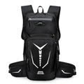Outdoor cycling backpack in black with reflective silver V-pattern and green accents - Black