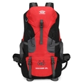 Zaino da trekking 60L rosso e nero in tessuto impermeabile con cinghie e fibbie - 60 Litri / Rosso