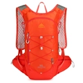 Bright orange 18L lightweight hiking backpack with breathable mesh straps and bungee system - Orange
