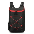 Mochila deportiva plegable negra con cremalleras rojas y cuerdas elásticas fuera - Negro con Rojo