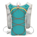 Gilet idratazione verde acqua con corde arancioni e spallacci in rete grigia per la corsa - Blu lago