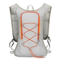 Lightweight grey hydration vest with orange bungee cords and breathable mesh straps - Gray