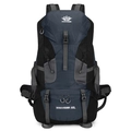 60L large capacity outdoor hiking backpack in navy blue and black water-resistant nylon - 60 Liters / Dark Blue