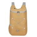 Lightweight mustard yellow foldable backpack with water-resistant nylon and gray straps - Khaki