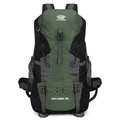 Army green 60L hiking backpack made of heavy-duty ripstop nylon with padded waist support - 60 Liters / Dark Green