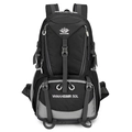 Zaino da trekking 50L nero e grigio con logo Vanaheimr e materiale in nylon resistente - Grande Capacità / Nero