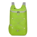 Lightweight neon green foldable outdoor backpack with grey bungee cords and mesh pockets - Green