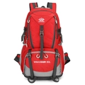 Zaino da trekking 50L rosso vivace con cinghie grigie e vari scomparti sportivi - Grande Capacità / Rosso