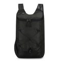 Foldable lightweight black outdoor sports backpack with water resistant ripstop fabric - Black