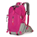 Hiking backpack in rose red and grey color with breathable side mesh and waist support straps - 40L / Rose Red