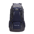 60L outdoor hiking backpack in blue and grey finish with waterproof nylon fabric - 60L / Dark Blue