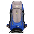 Deep blue 65+5L hiking backpack with waterproof material and adjustable straps - 70L / Blue