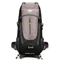 Zwarte 65+5L waterdichte wandelrugzak met gele ritsen en elastische mesh-zijvakken voor buiten - 70L / Zwart