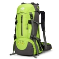 Green and grey 45+5L hiking backpack with tear-resistant nylon and padded support - Green