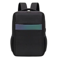Mochila negra para portátil de negocios impermeable con franja reflectante holográfica - 15 Pulgadas / Negro