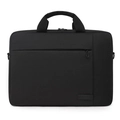 Classic black nylon business laptop bag with reinforced handles and front zipper pocket - Standard Type / Black
