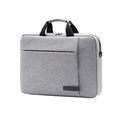 Light grey business laptop briefcase with black woven handles and textured fabric - Standard Type / Gray