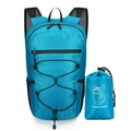Sky blue foldable lightweight travel backpack with portable storage bag and mesh straps - Sky Blue