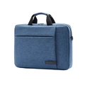 Blue business laptop briefcase in textured fabric with reinforced black top handles - Dark Blue